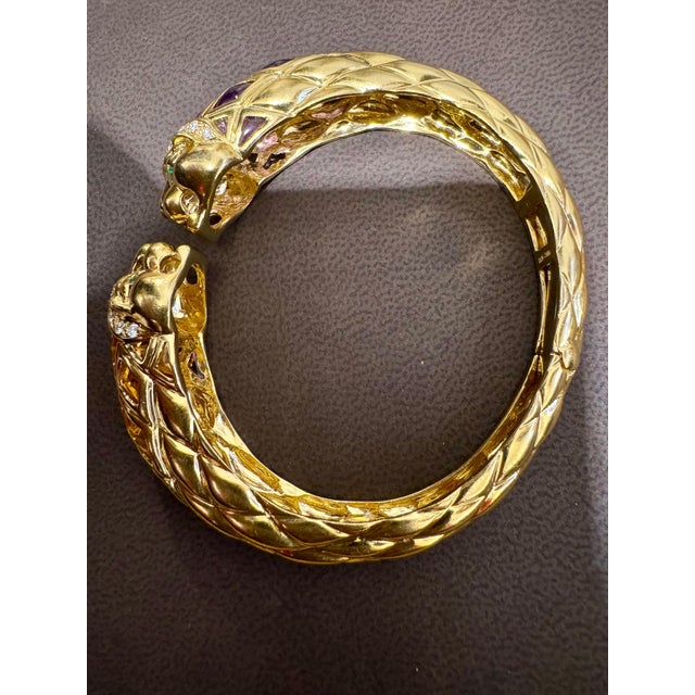 2000 - 2009 Diamond & Amethyst, Citrine Cuff Bangle 18 Kt Gold 57 Gm By Robert Wander Winc For Sale - Image 5 of 18