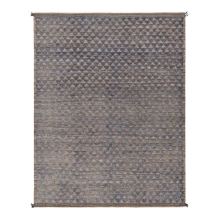 Rug & Kilim’s Moroccan Style Rug in Blue with Brown Geometric Patterns - 6x9 For Sale