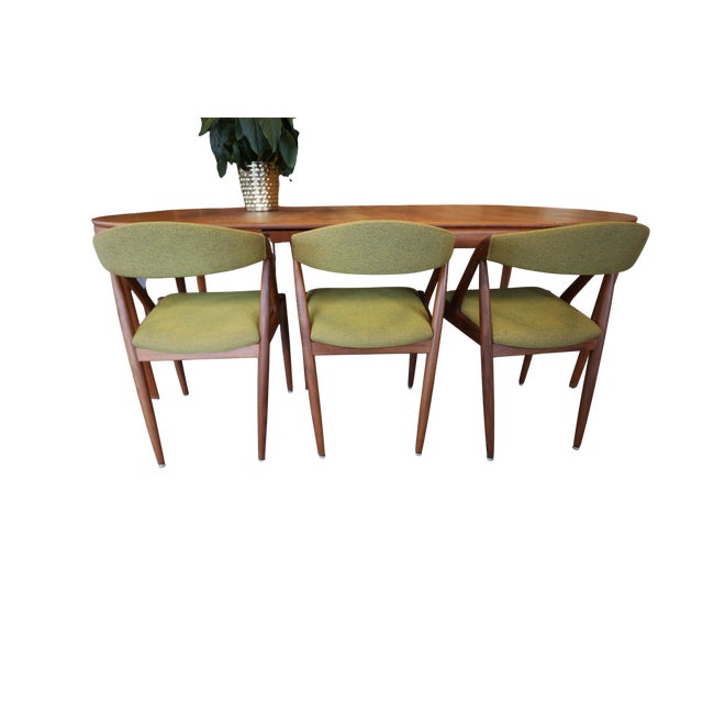 Model 31 Chairs in Teak and Wool Fabric by Kai Kristiansen for Schou Andersen, 1960s, Set of 4 For Sale - Image 11 of 17