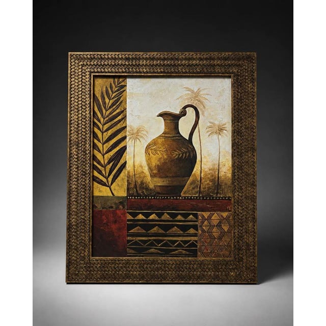 Mediterranean Urn and Palm Tree Framed Wall Art For Sale - Image 4 of 5