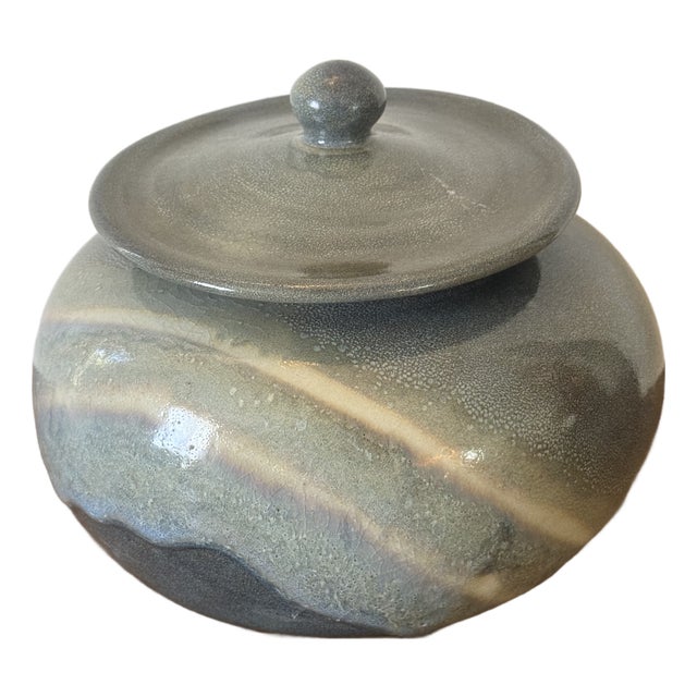 Large Hand Thrown Studio Pottery Lidded Jar With Crystalline Glaze For Sale