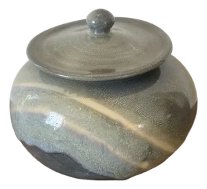 Large Hand Thrown Studio Pottery Lidded Jar With Crystalline Glaze