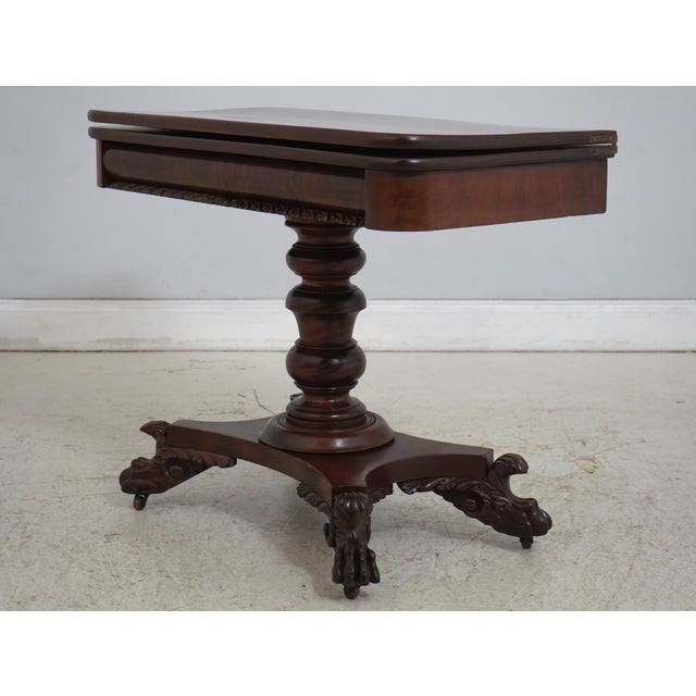Age: c1840-1860 Details: New York Empire Style Rolling Casters Rotating Top Paw Feet Fine Carved Details High Quality...