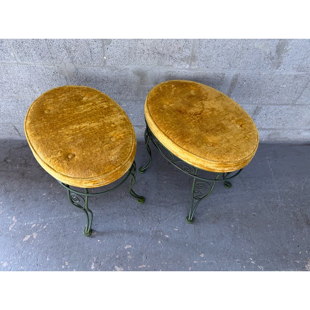1960s A Pair of Vintage Mid-Century Modern Wrought Iron Bench / Foot Stools. Circa 1960s For Sale - Image 5 of 18