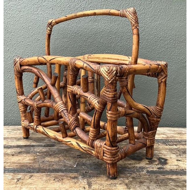 Vintage Bamboo Newspaper Rack For Sale In West Palm - Image 6 of 12