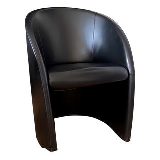 Italian Postmodern Club Chair in Black Pelle Frau Leather by Massimo & Lella Vignelli for Poltrona Frau, Italy, 1989 For Sale
