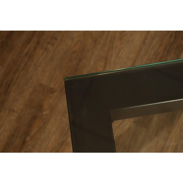 Mitchell Gold + Bob Williams Modern Parsons Style Glass Top Dining Table For Sale - Image 11 of 18