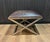 Ethan Allen Leather Ottoman – Vintage Industrial Metal Frame – Worn Leather Footstool – Rustic Farmhouse Decor Measures:...