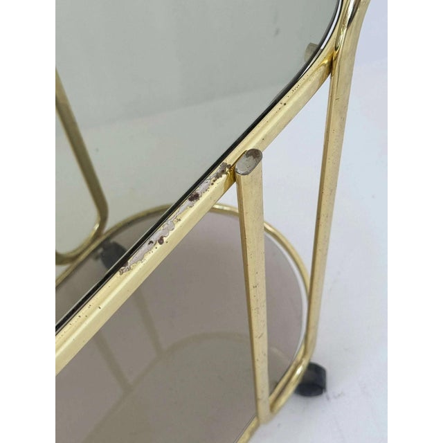 1960s Vintage Brass and Glass Trolley, 1960s For Sale - Image 5 of 6