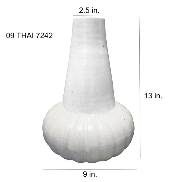 Hand-Crafted Thai Ceramic Vase, White Glaze, For Sale - Image 11 of 11
