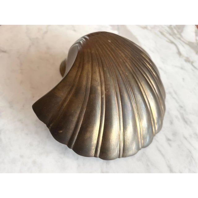 Metal 1970s Brass Clam Shell Door Knocker For Sale - Image 7 of 15
