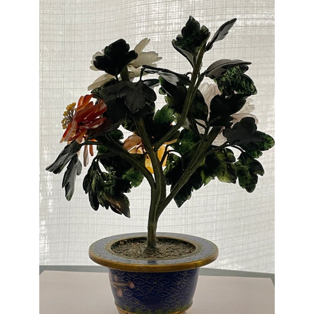 Dark Green Vintage Miniature Chines Hard Stone Jade Tree For Sale - Image 8 of 12