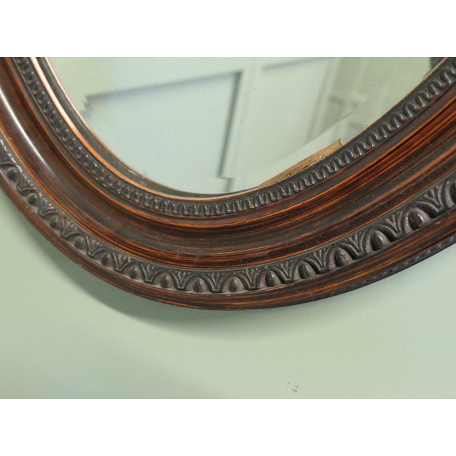 Large Edwardian Wood Finish Oval Mirror, 1900 For Sale - Image 6 of 7