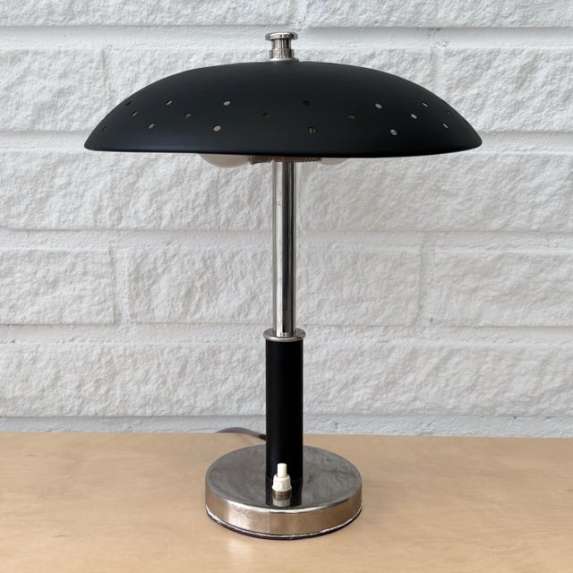 Mid-Century Modern Vintage Scandinavian Table Lamp in Chrome and Steel, Sweden, 1940s For Sale - Image 3 of 13