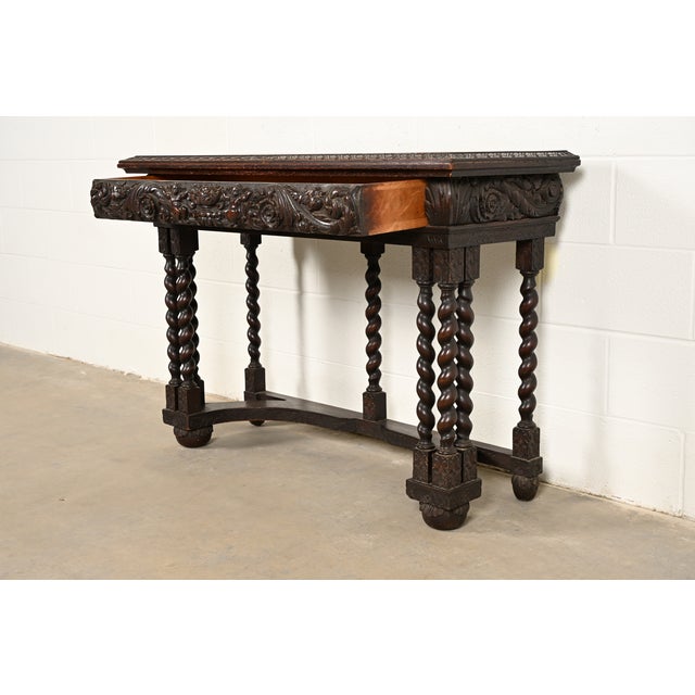 R. J. Horner & Co. R. J. Horner Renaissance Revival Carved Oak Console Table, Circa 1890s For Sale - Image 4 of 11