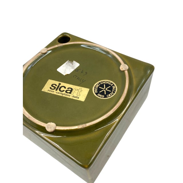 1960s Mid-Century Green Ceramic Ashtray, Sicart Italy 1969 For Sale - Image 5 of 11