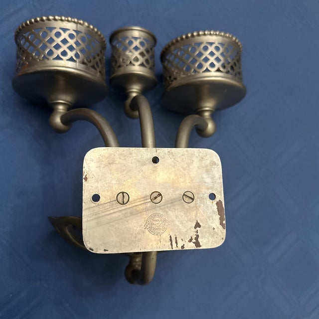 Antique Filagree Brass Nickel Plate Cup Holder Soap Dish Silver & Co. Ny Modern Farmhouse Architectural Salvage Bathroom Accessory Wall Mount For Sale In Palm Springs - Image 6 of 12