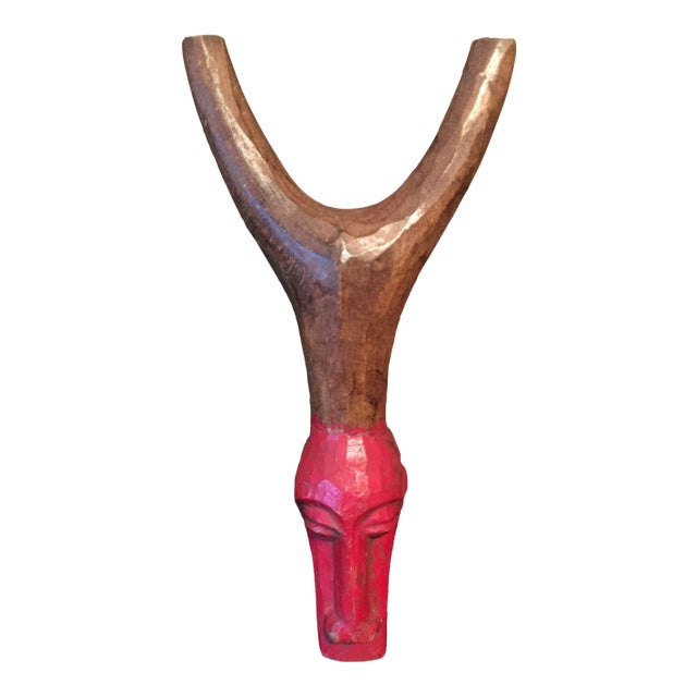 African Painted Carved Slingshot For Sale