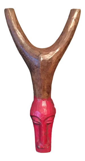 African Painted Carved Slingshot