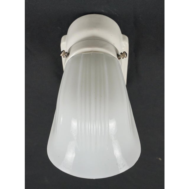 Mid 20th Century Mid 20th Century Restored Art Deco White Porcelain Wall Sconce With Pull Chain For Sale - Image 5 of 7