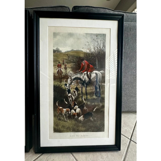 1900 - 1909 Pair Antique Alfred Charles Havell Fox Hunting Engravings, Framed For Sale - Image 5 of 12