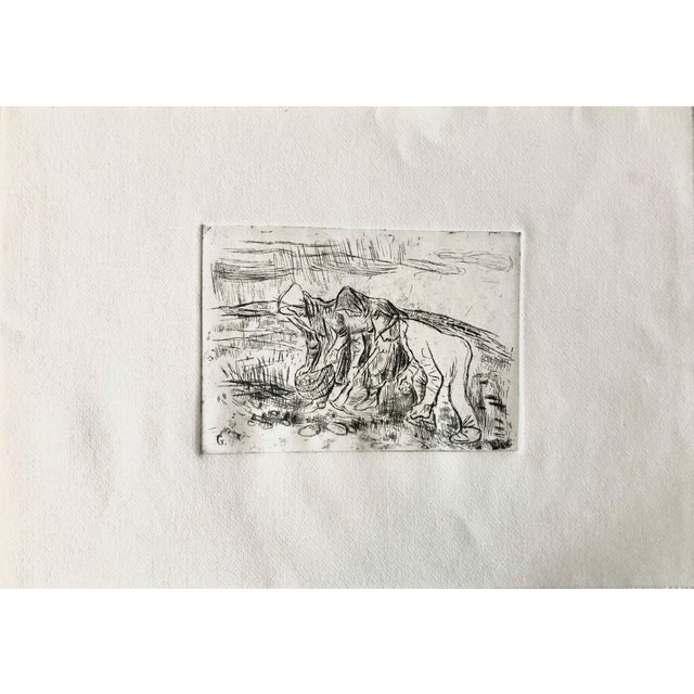 Medium: Etching Surface: paper Country: United States signed in plate with initial G. Black and white illustration of a...