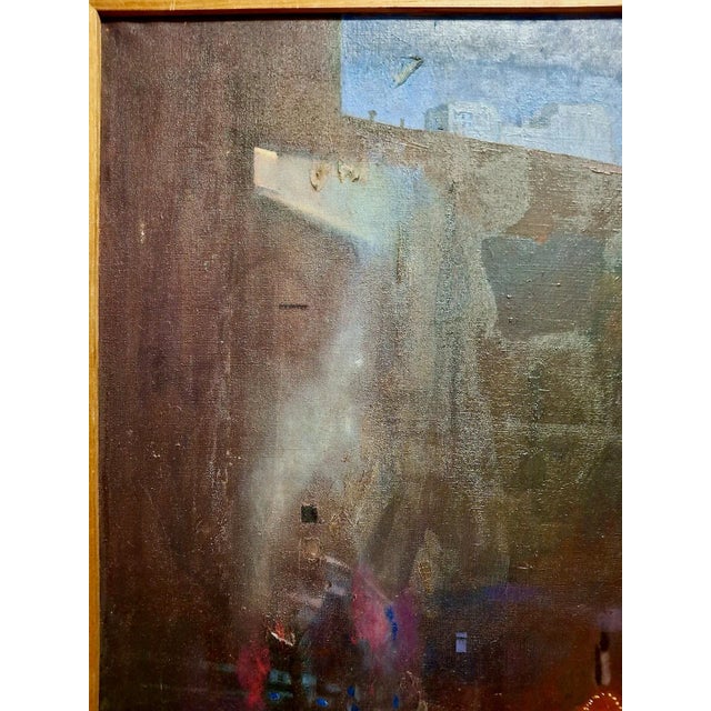 The scene flows with a mix of people out and very much milling about against a backdrop of high rises half hidden in mist....