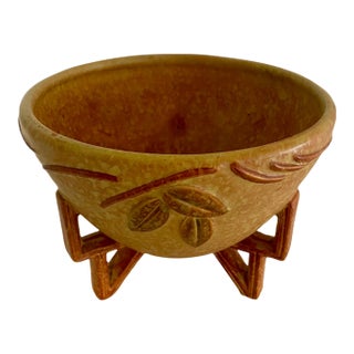 Weller Pottery Goldenglow Art Deco Ceramic Tripod Bowl For Sale