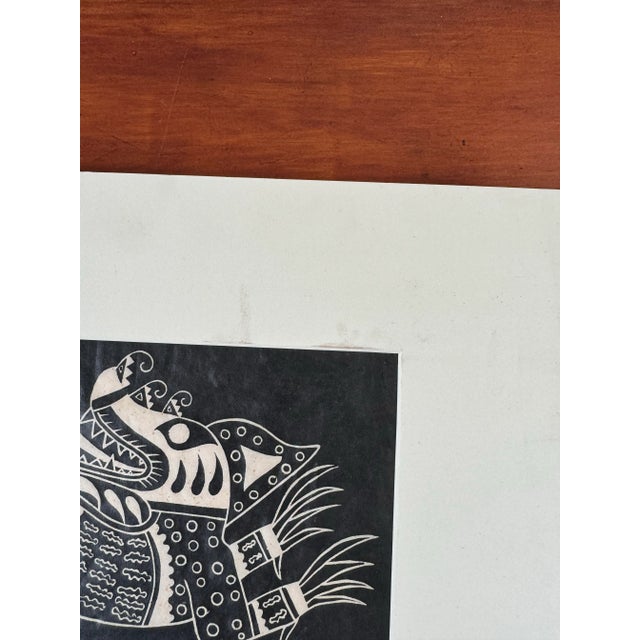 Rustic Signed 1970s Pedro Puerta "Dragon Number 3" 7/100 Wood Block Print For Sale - Image 3 of 12