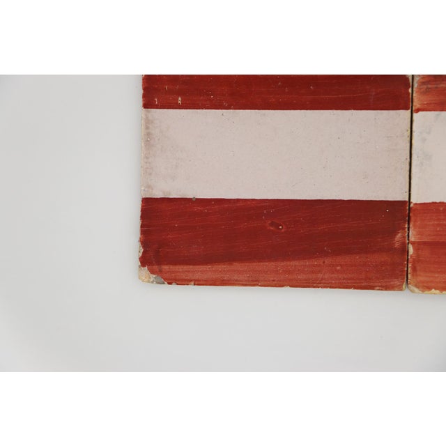 19th Century Set of Four Tiles Red & Antique White, Portuguese For Sale - Image 10 of 12
