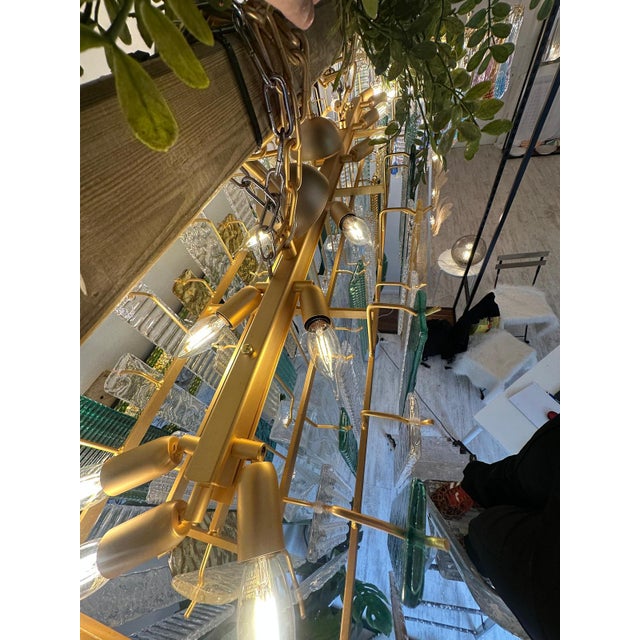 Monumental Italian Rectangular Strip “Listelli” Murano Glass Chandelier by Simoeng For Sale - Image 14 of 14