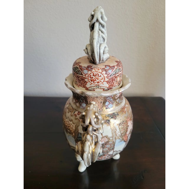 Brick Red Vintage Asian Urn With Lid For Sale - Image 8 of 9