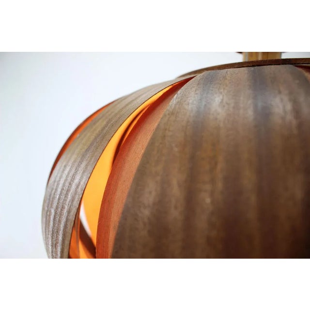 Wood Large Mid-Century Wooden Veneer Pendant from Úluv, 1960s For Sale - Image 7 of 11
