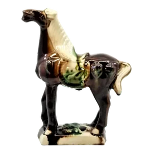 Vintage Ceramic Chinese Tang Dynasty War Horse Figurine Sculpture