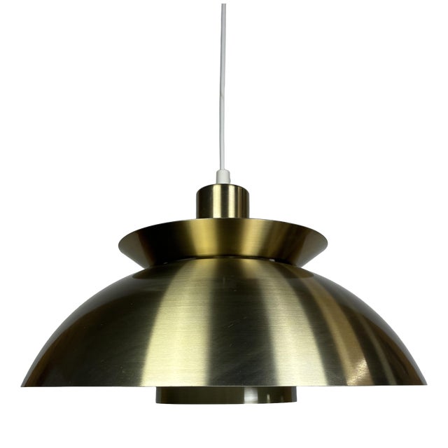 Danish Modern Brushed Aluminium Pendant Light, 1970s For Sale