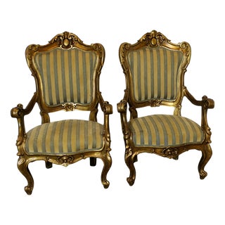 Antique Italian Carved Chairs, 1900, Set of 2 For Sale