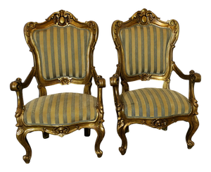 Antique Italian Carved Chairs, 1900, Set of 2