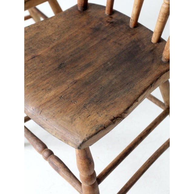 Brown Antique Farmhouse Bow Back Dining Chairs Pair For Sale - Image 8 of 12
