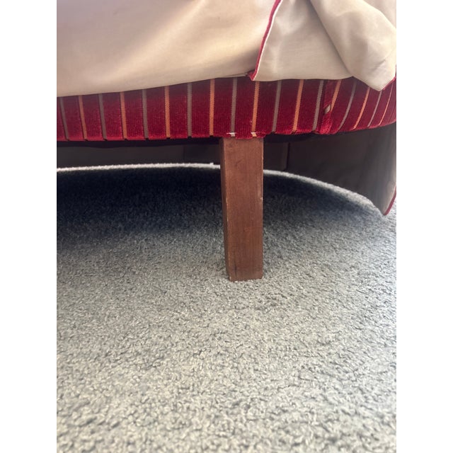 Vintage Cherry- Red Channeled Velvet Banan Sofa For Sale - Image 4 of 6