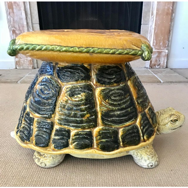 Vintage Turtle Garden Stool Ceramic | Chairish