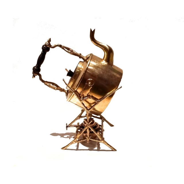 Metal Antique 1890 Victorian Brass & Copper Spirit Kettle For Sale - Image 7 of 12