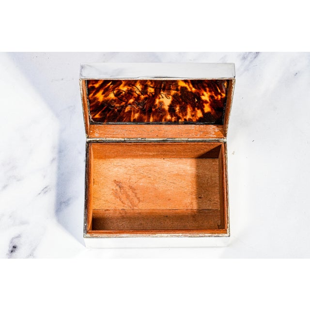 Beautiful Faux Tortoiseshell Antique Sterling Silver Cigarette Box Tobacciana For Sale - Image 9 of 16
