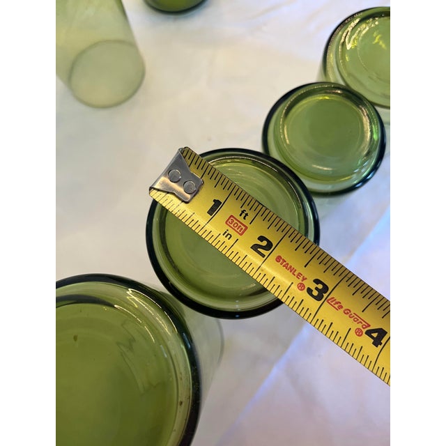 24-Piece Vintage Olive Green Mid-Century Glass Tumbler Set | Iced Tea, Water, Juice & Double Old Fashioned Glasses For Sale In Los Angeles - Image 6 of 10