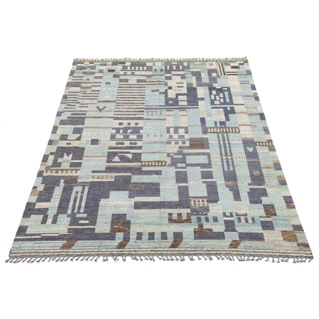 Elevate your space with this stunning Modern Moroccan-style rug, meticulously handmade from 100% premium wool. Featuring a...
