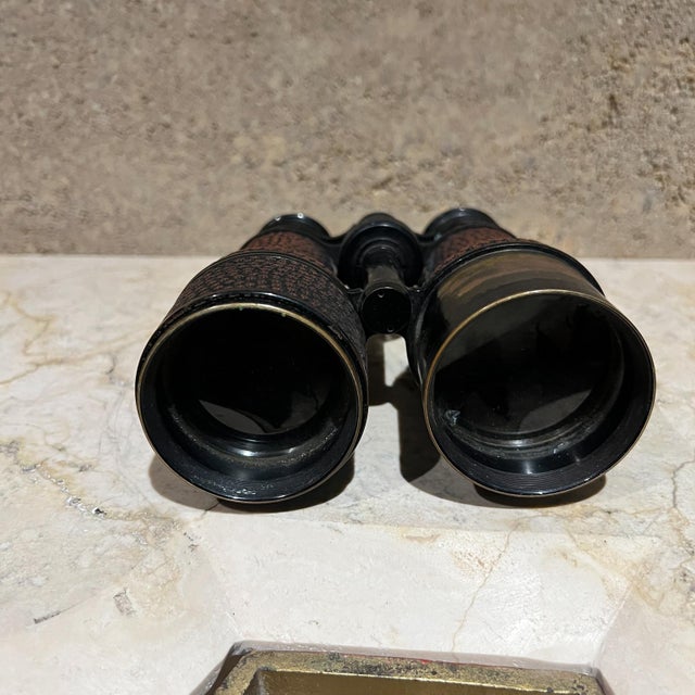 AMBIANIC presents Antique Militaria Field Glasses Binoculars 5.25 W x 2.25 D x 6.25 H unsigned Metal Glass Preowned...
