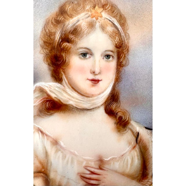 19th Century German Painted Porcelain Miniature Portrait of Queen Louise of Prussia in Ornate Louis XVI Style Gilt Bronze Frame For Sale In Palm Springs - Image 6 of 6