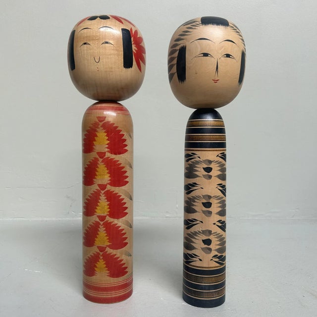 Large Japanese Kokeshi Dolls, 1960s, Set of 2 For Sale - Image 14 of 14
