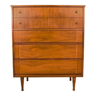 1960s Mid-Century Modern Tall Walnut Dresser For Sale