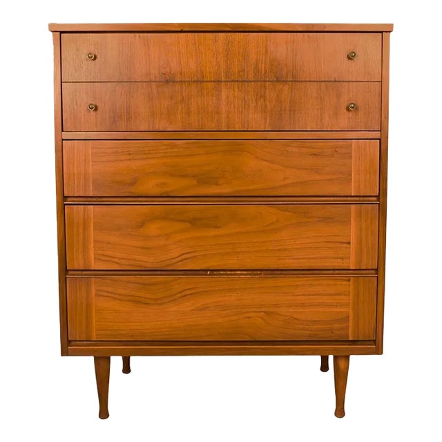1960s Mid-Century Modern Tall Walnut Dresser For Sale