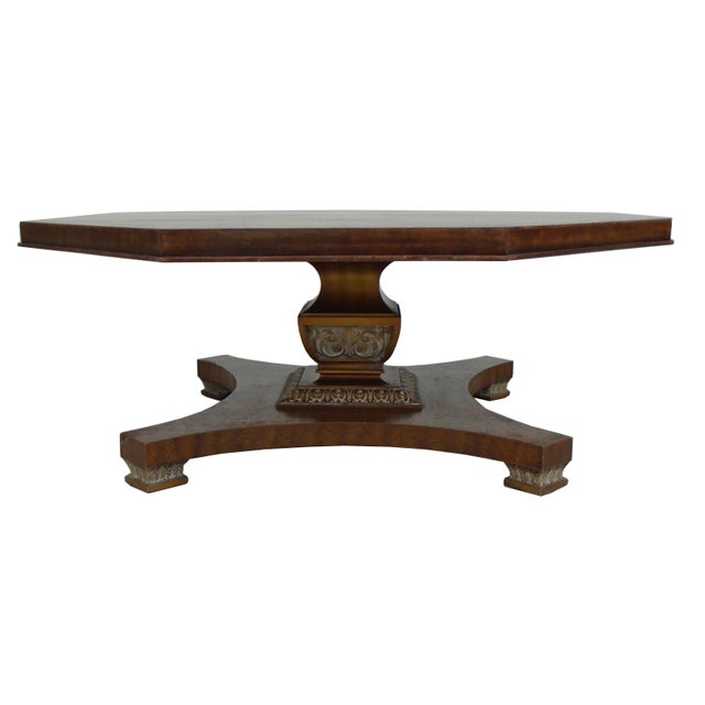 1970s Weiman Walnut Octagon Shape with Pedestal Base Coffee Table For Sale - Image 5 of 12